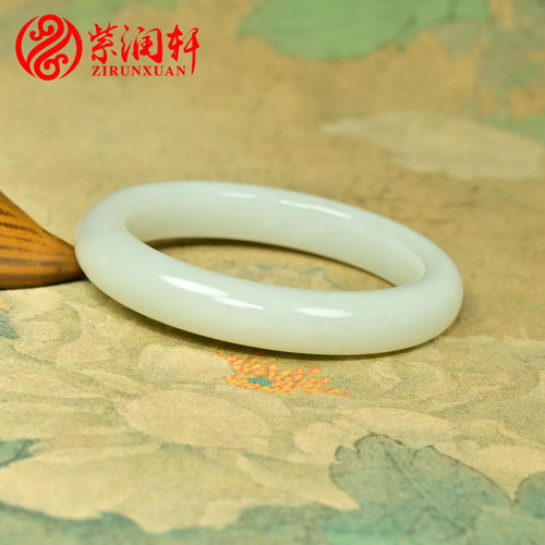 和田玉白玉手镯山流水料羊脂玉镯