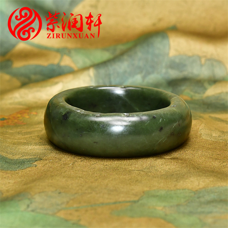 和田玉籽料碧玉手镯满皮厚装