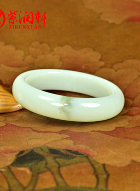 和田玉青白翠青手镯且末料哑光