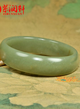 和田玉青白玉籽料手镯扁条福镯