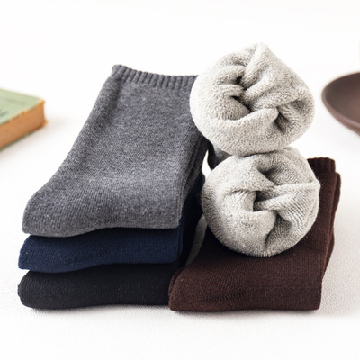 10双加厚男毛巾毛圈纯色保暖袜子