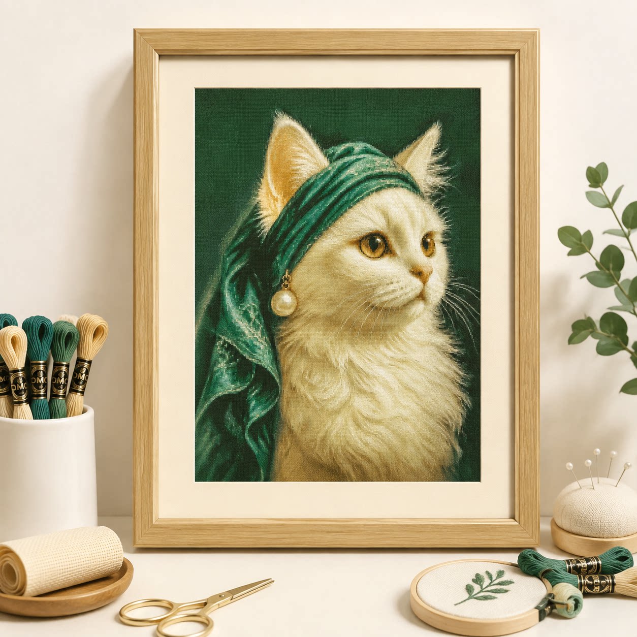 【CC6288-戴珍珠耳环的猫咪】十字绣2026年新款客厅简约动物猫猫
