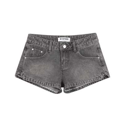 夏日神裤！辣妹侧边弧形开叉低腰牛仔短裤修身显瘦A字阔腿热裤女