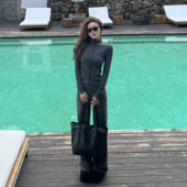 自制黑灰条纹拉链外套休闲裤 套装 852 洋气显瘦两件套女852