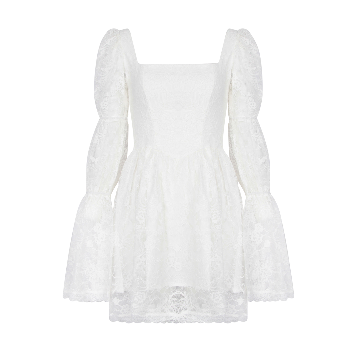 chic白色蕾丝连衣裙女夏季纯欲风修身掐腰法式蓬蓬公主裙