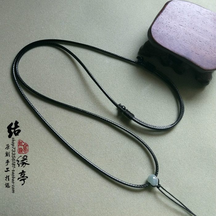 细款2mm韩国蜡绳防水防汗黄金吊坠挂绳翡翠戒指挂绳调节黑色项链
