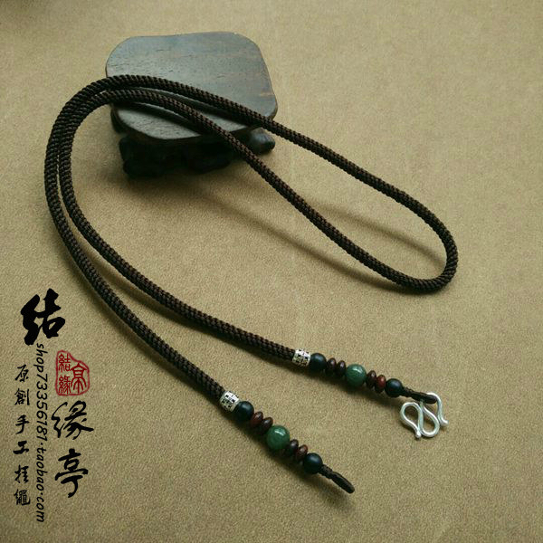 纯手工原创定制4mm粗佛牌挂绳高档吊坠绳翡翠蜜蜡琥珀吊坠绳子M扣