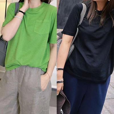 短袖休闲风常规两色棉针织