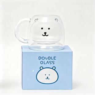 自嘲熊韩国200ml耐热双层玻璃杯可爱情侣高硼硅隔热咖啡杯礼物