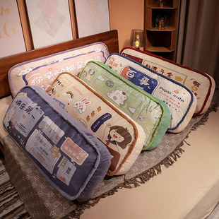 卡通印花励志长条枕床上睡觉枕头靠枕午睡腰靠女生陪睡节日礼物