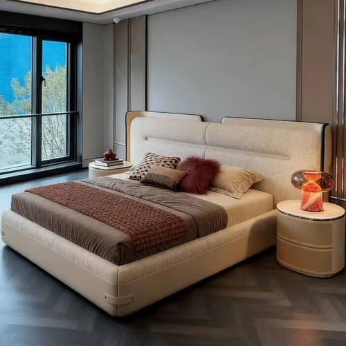 新品宋氏美学意式极简宽屏婚床现代简约主卧双人床别墅样板间定制