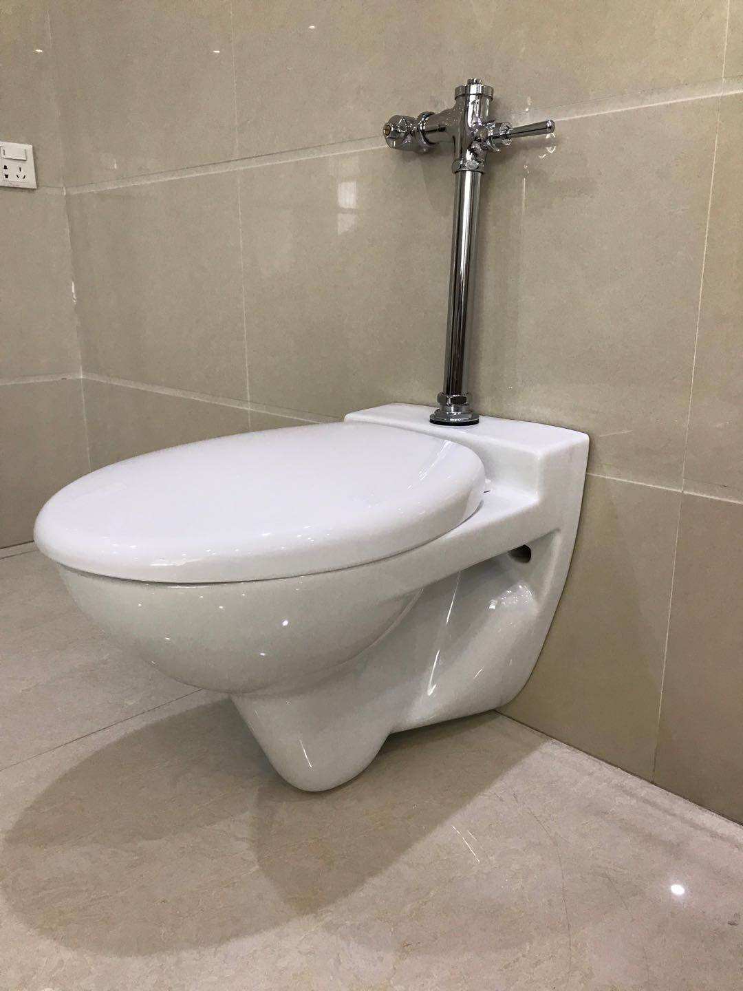 船用马桶壁挂式冲水阀马桶上进水墙排马桶墙排水挂便器