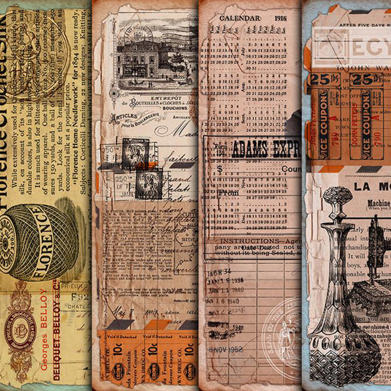junk journal复古打底素材纸中世纪元素天使拼贴英文做旧手帐贴纸