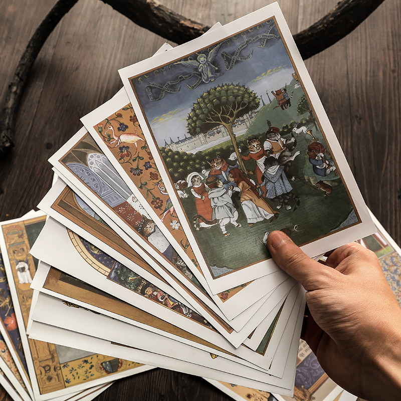 华丽欧洲宫廷风中世纪猫咪童话20张复古素材手帐素材纸手账装饰