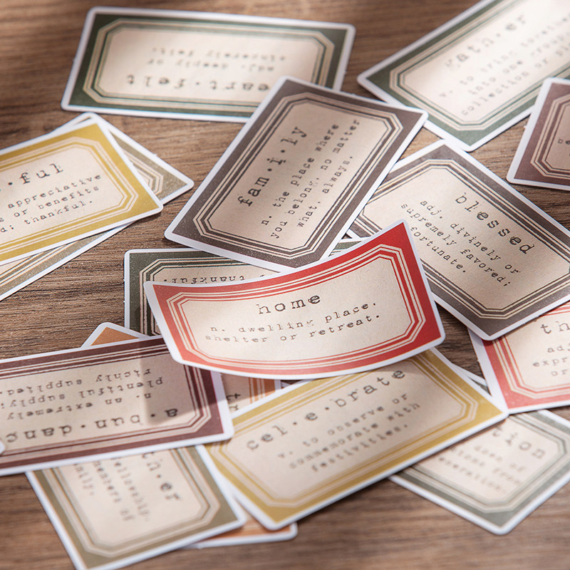 junk journal 复古手帐素材贴纸 做旧英文边框标签标识票据手账