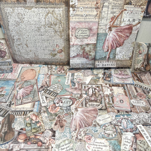 junk journal复古打底素材纸Stamperia纸本优雅芭蕾舞大尺寸20张