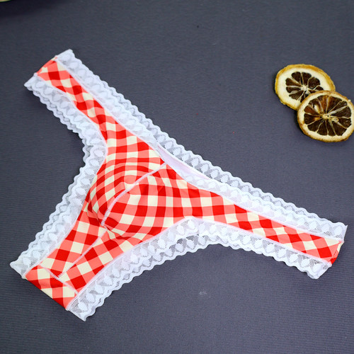 男士低腰性感蕾丝边丁字裤小三角