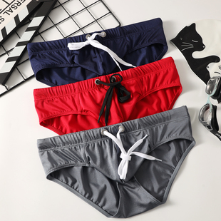 男士泳裤性感防尴尬三角游泳裤男生系绳紧身速干沙滩裤头温泉泳装