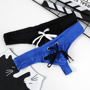 成人泳裤男士性感温泉沙滩青年系绳弹力紧身速干比基尼丁字游泳裤