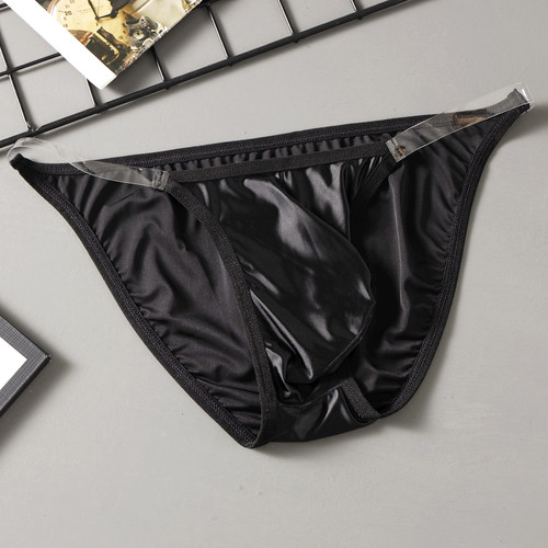 男士高叉三角内裤缎面舒适比基尼