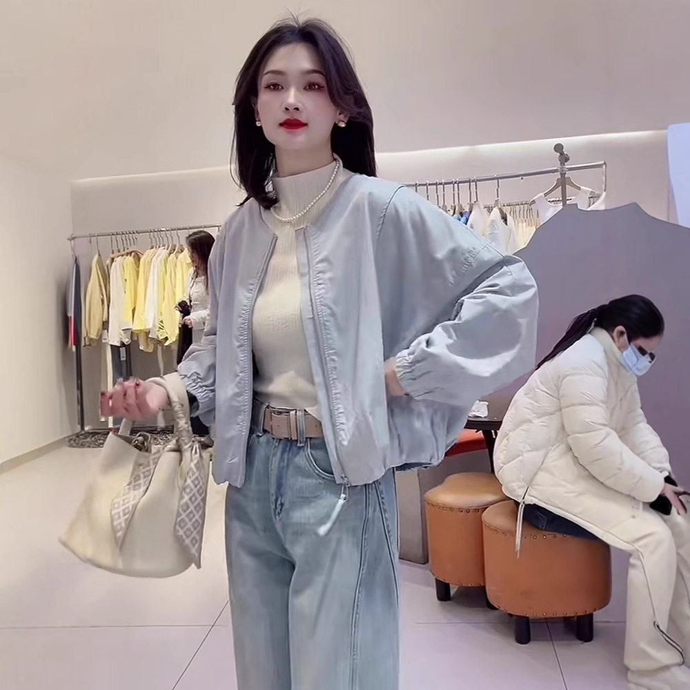韩版简约百搭宽松工装短外套女