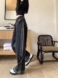 早秋新款渐变牛仔裤女翻边腰头设计感宽松显瘦长裤裤子P63，男装牛仔裤，四季星座218-1
