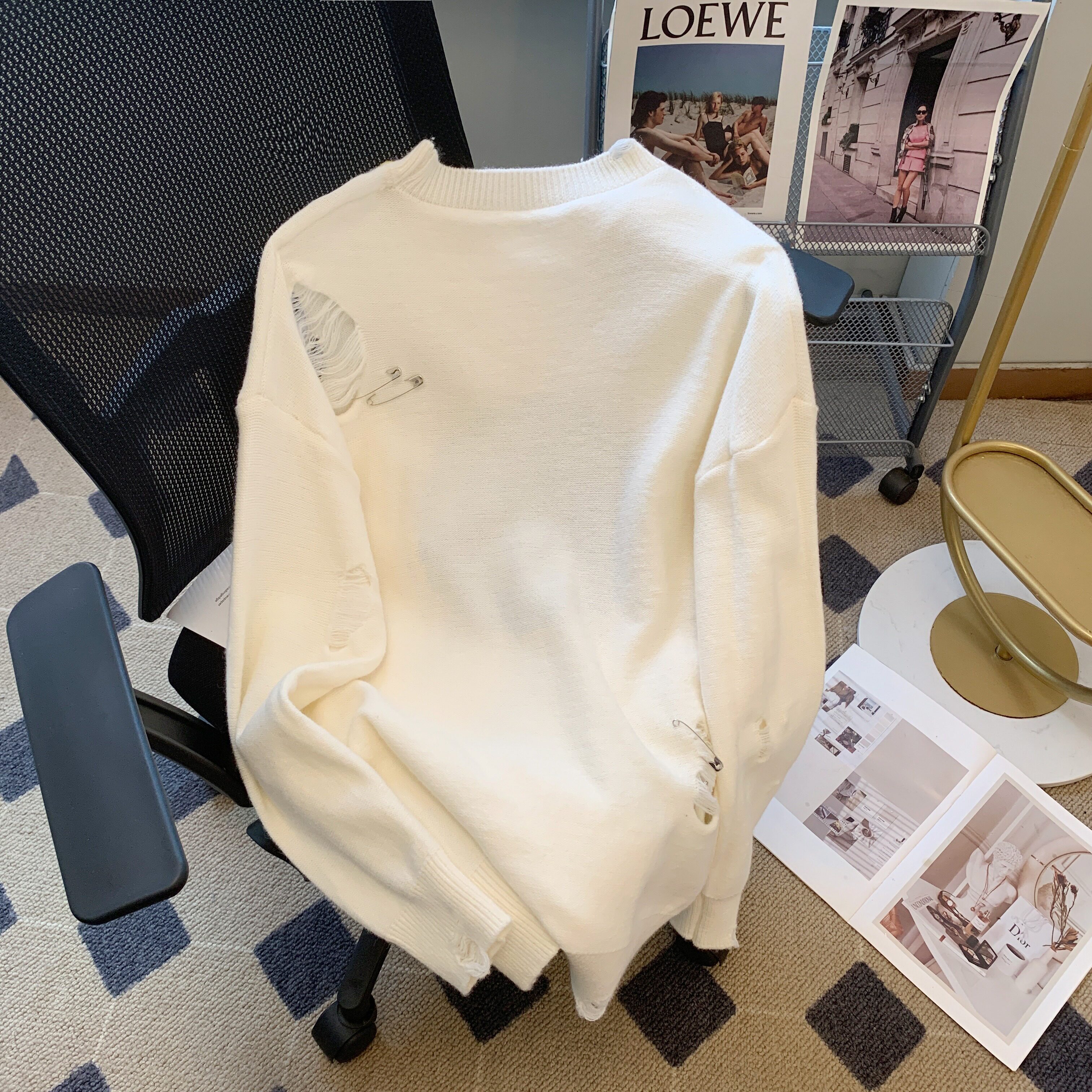 笑脸卡通立体玩偶小熊毛衣男女23秋冬新款刺绣圆领宽松针织衫P68,男装针织衫/毛衣,四季星座218-1