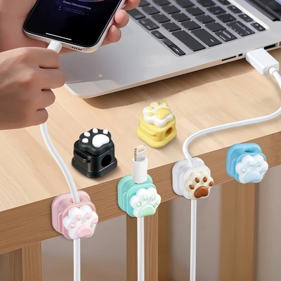 可爱桌面磁吸理线器桌上数据线固定器手机充电线整理卡扣收纳神器