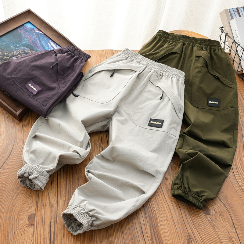 男童休闲长裤2025春季新款登山布百搭裤子儿童纯色百搭街潮裤子潮