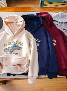 男女童加绒卫衣2025秋冬季新款儿童加厚连帽上衣中大童保暖帽衫