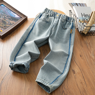儿童纯色裤 中大童简约街潮长裤 子潮 牛仔休闲裤 男童2025春秋新款