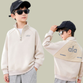 中大童加厚立领打底衫 男女童加绒卫衣秋冬款 儿童保暖上衣2025新款