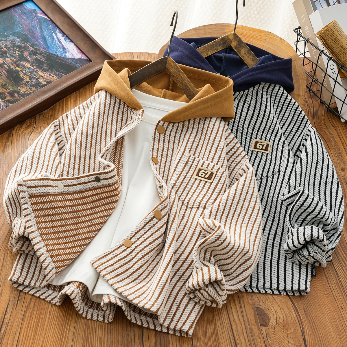 2025男童条纹衬衫长袖秋装