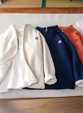 男女童加绒加厚卫衣2025秋冬新款儿童保暖立领打底衫中大童上衣