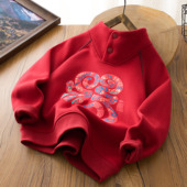 儿童新款 加绒卫衣2025冬新款 蛇年男女童年服中大童红色套头衣