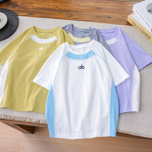 户外风轻薄速干短袖t恤男女童撞色凉感圆领打底衫儿童夏弹力半袖