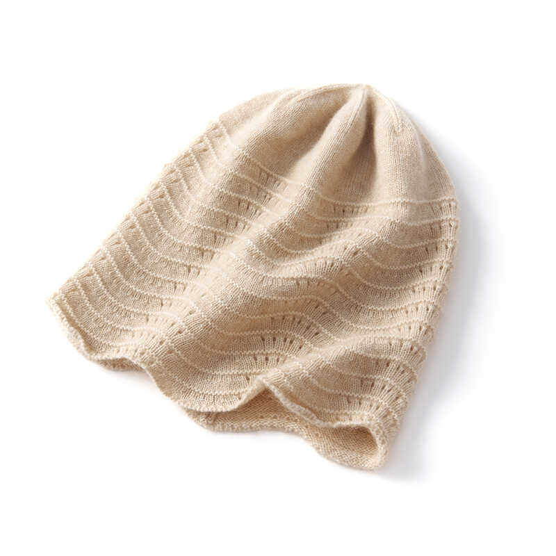 新款百搭时尚镂空羊绒帽子秋冬天韩版保暖针织包头护耳毛线帽女士