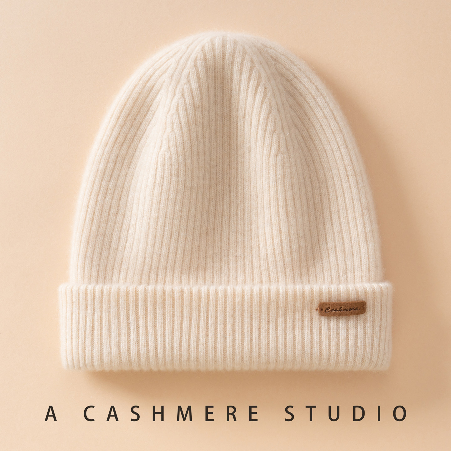 秋冬纯山羊绒无缝圆顶保暖针织帽