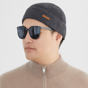 秋冬新款100%纯山羊绒帽子男款纯色百搭休闲保暖护耳大头围包头帽