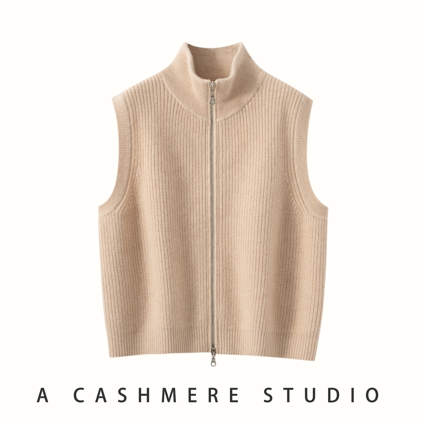 100%纯山羊绒马甲女半高领