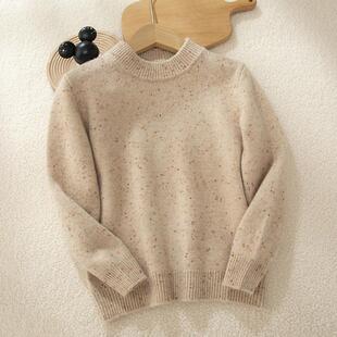 童装~100%纯山羊绒衫男童女童加厚点子纱套头毛衣长袖打底衫