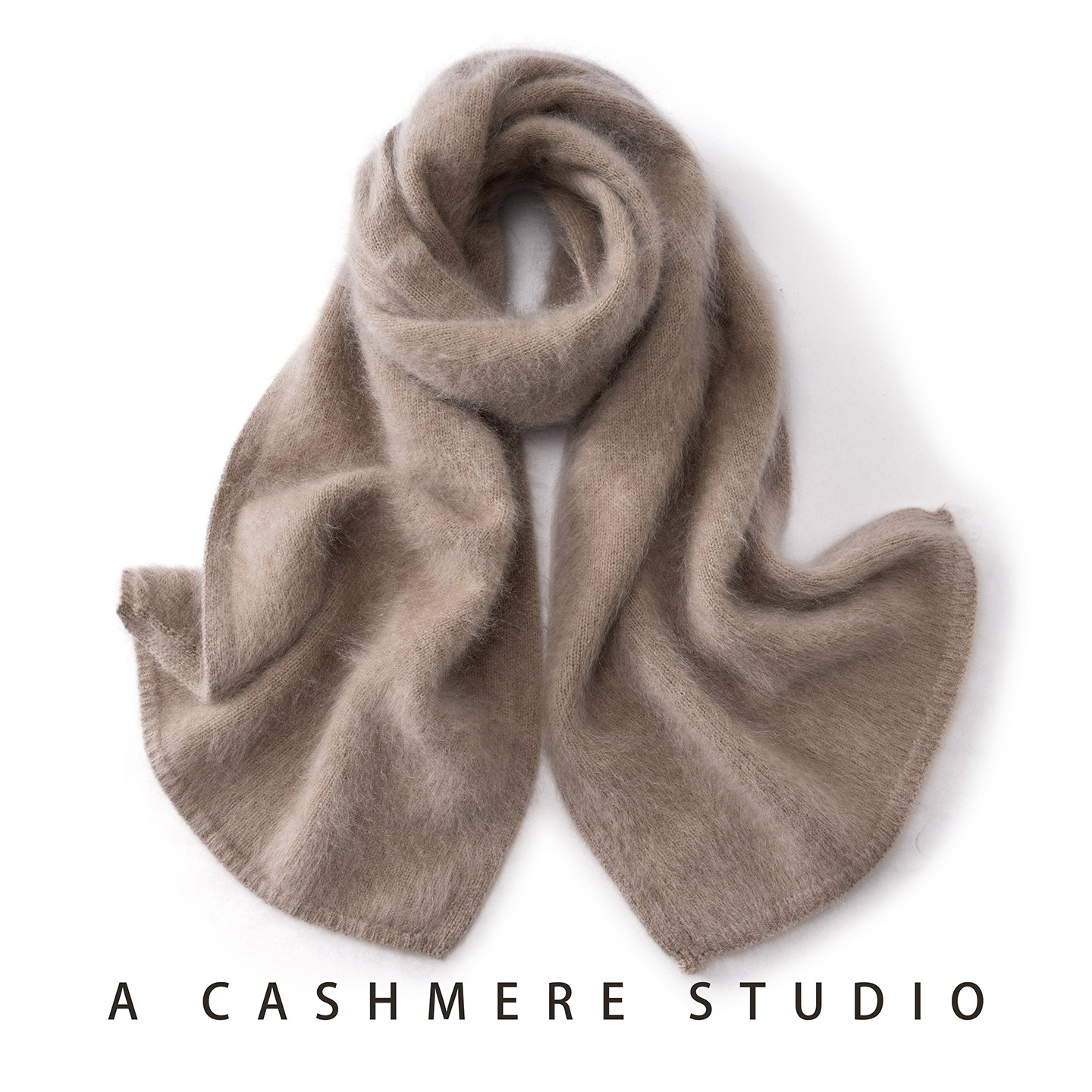 秋冬100%纯山羊绒拉绒围巾男女同款纯色加厚保暖长款围脖百搭