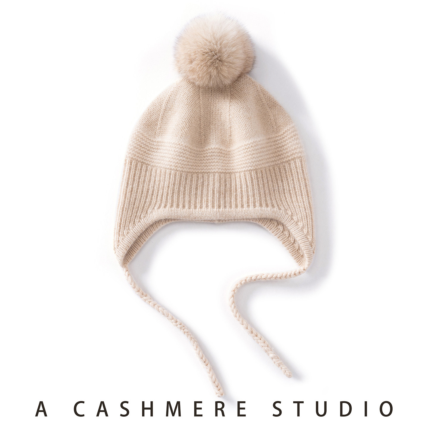 秋冬100%纯山羊绒帽子女小头围针织毛球护耳保暖百搭套头包头帽