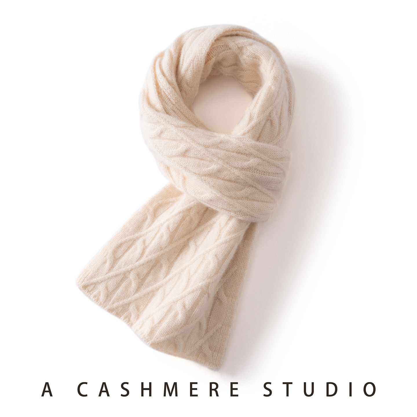 软糯~秋冬新款100%纯山羊绒围巾女针织麻花保暖百搭围脖男女通用