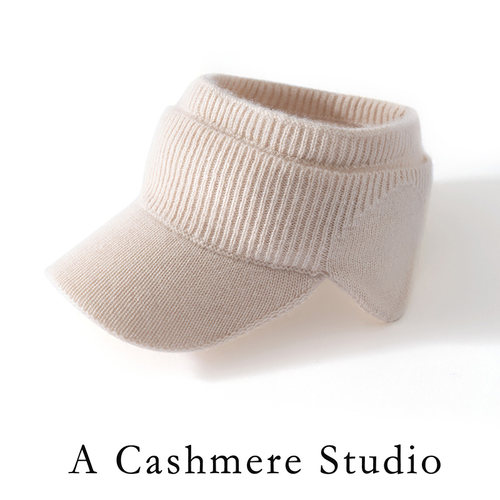 秋冬纯山羊绒女针织护耳棒球帽女