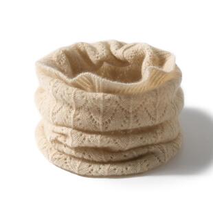 100%纯山羊绒脖套女镂空薄款针织套头围脖保暖防寒护颈椎假领子男