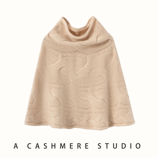 秋冬新款100%纯山羊绒围巾女高领加厚保暖针织披肩外搭围脖两用