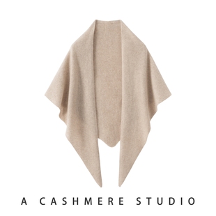 秋冬新款100%纯山羊绒三角巾女百搭保暖针织披肩外搭围脖两用围巾