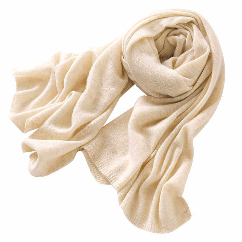 100%纯山羊绒围巾女冬季百搭针织保暖加厚披肩两用长款护颈围脖