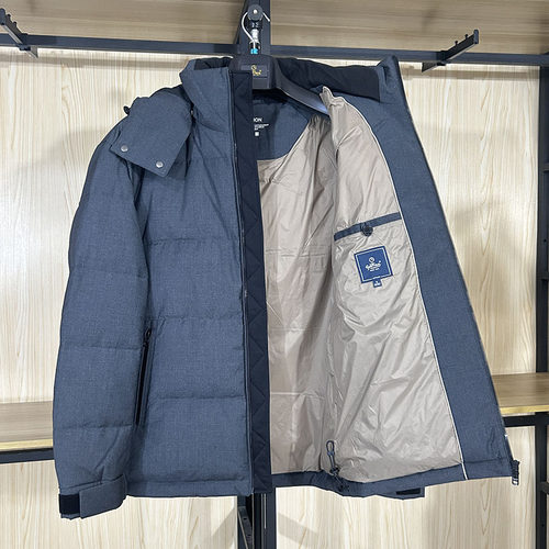 金利来男羽绒服白鹅绒可拆帽外套